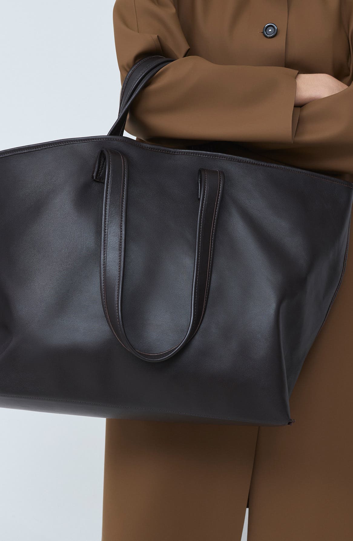 KASSL Leather Tote, Alternate, color, Dark Brown