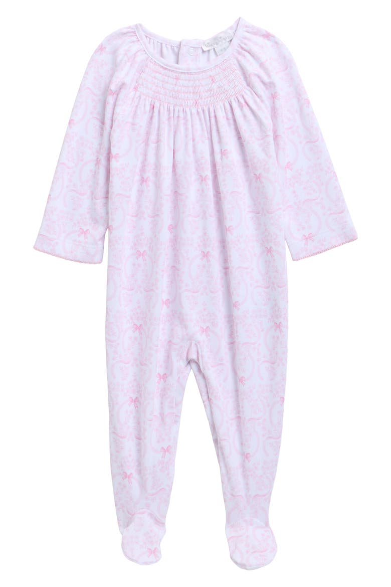 Print Smocked Pima Cotton Footie, Main, color, PINK