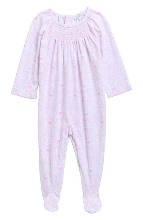 Print Smocked Pima Cotton Footie