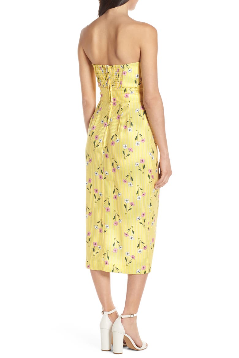 Limoncello Strapless Midi Dress, Alternate, color, YELLOW FLORAL