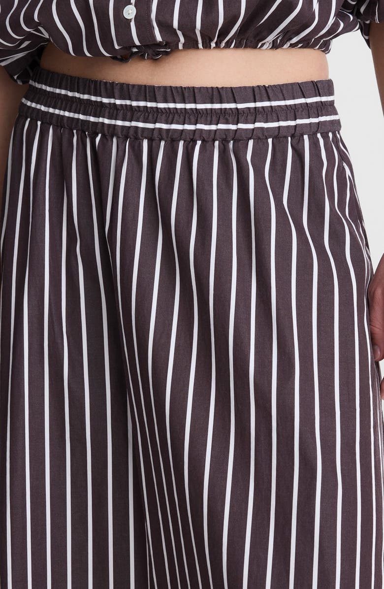 Madewell Stripe Cotton Poplin A-Line Midi Skirt, Alternate, color, Chocolate Plum