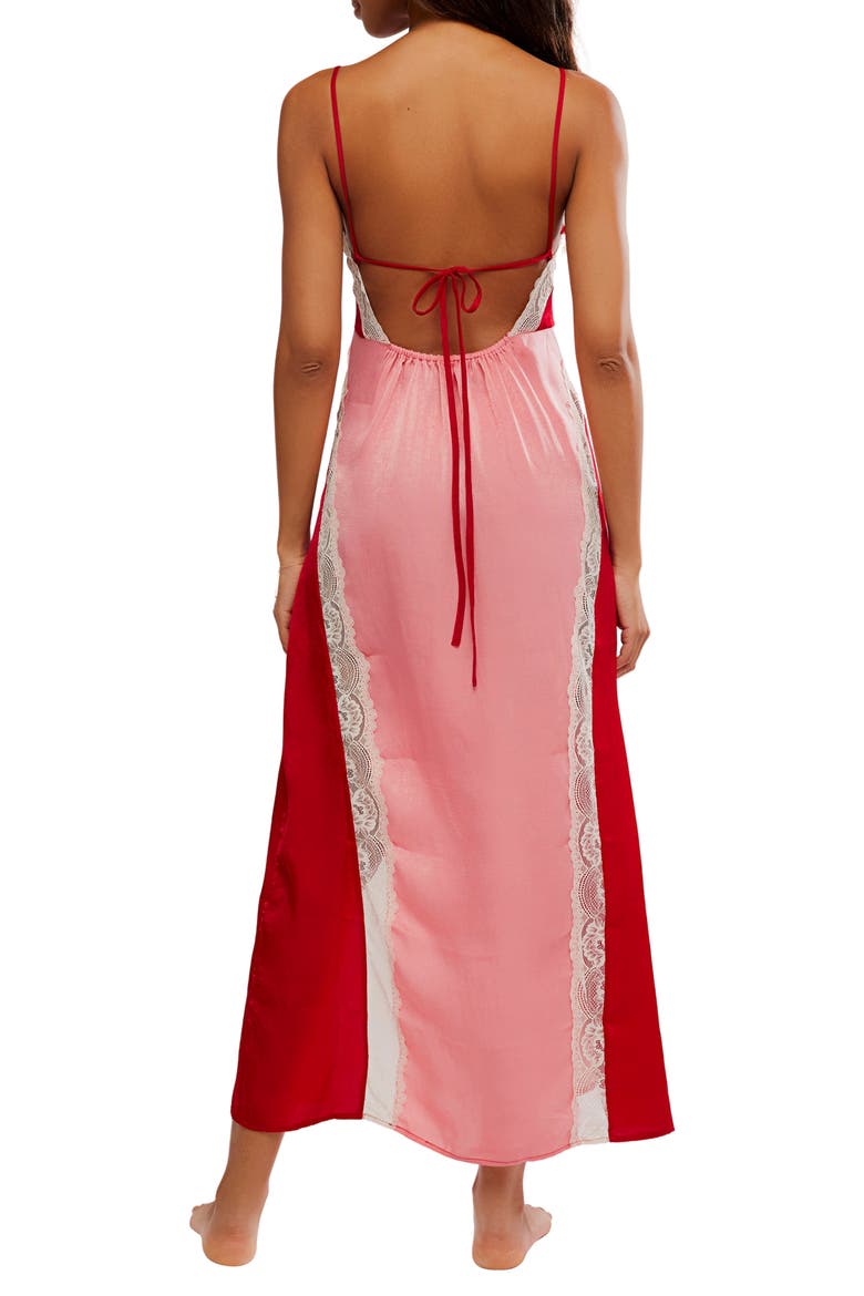 Some Kind of Love Lace Trim Open Back Nightgown, Alternate, color, SWEETIE PINK COMBO