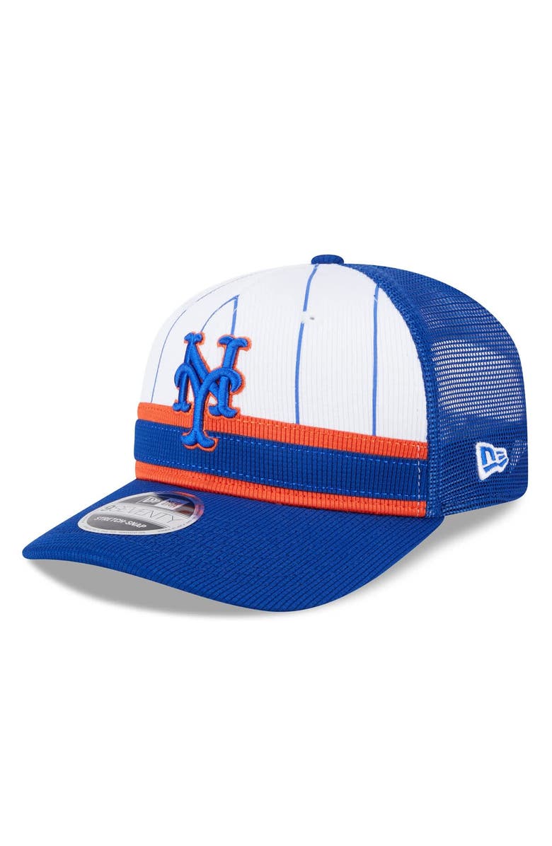 New Era Men's New Era  White/Royal New York Mets 2025 Batting Practice 9SEVENTY Stretch-Snap Trucker Hat, Main, color, 
