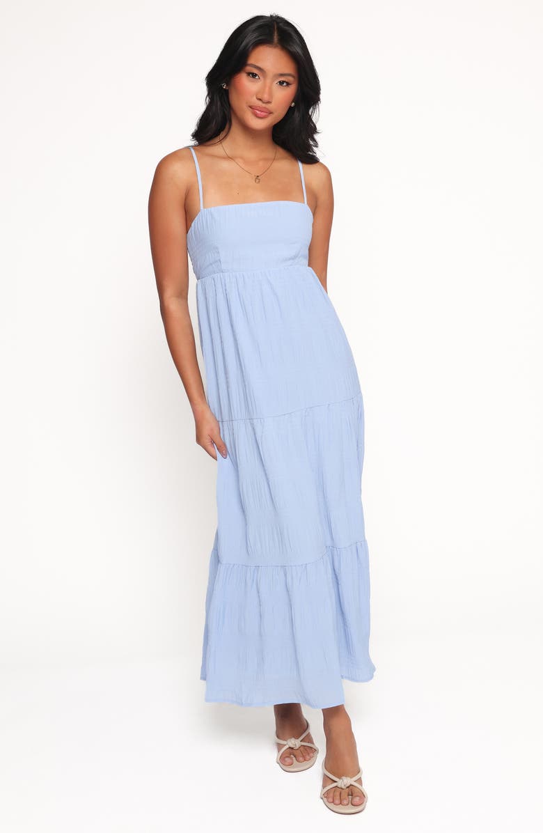 Petal & Pup Nina Back Cutout Tiered Maxi Dress, Alternate, color, Dusty Blue