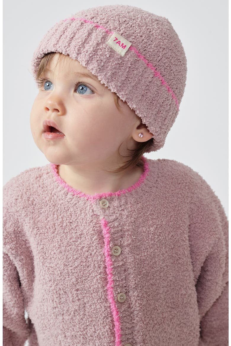 Kids' Fuzzy Beanie, Alternate, color, ASH ROSE/ VIVID PINK