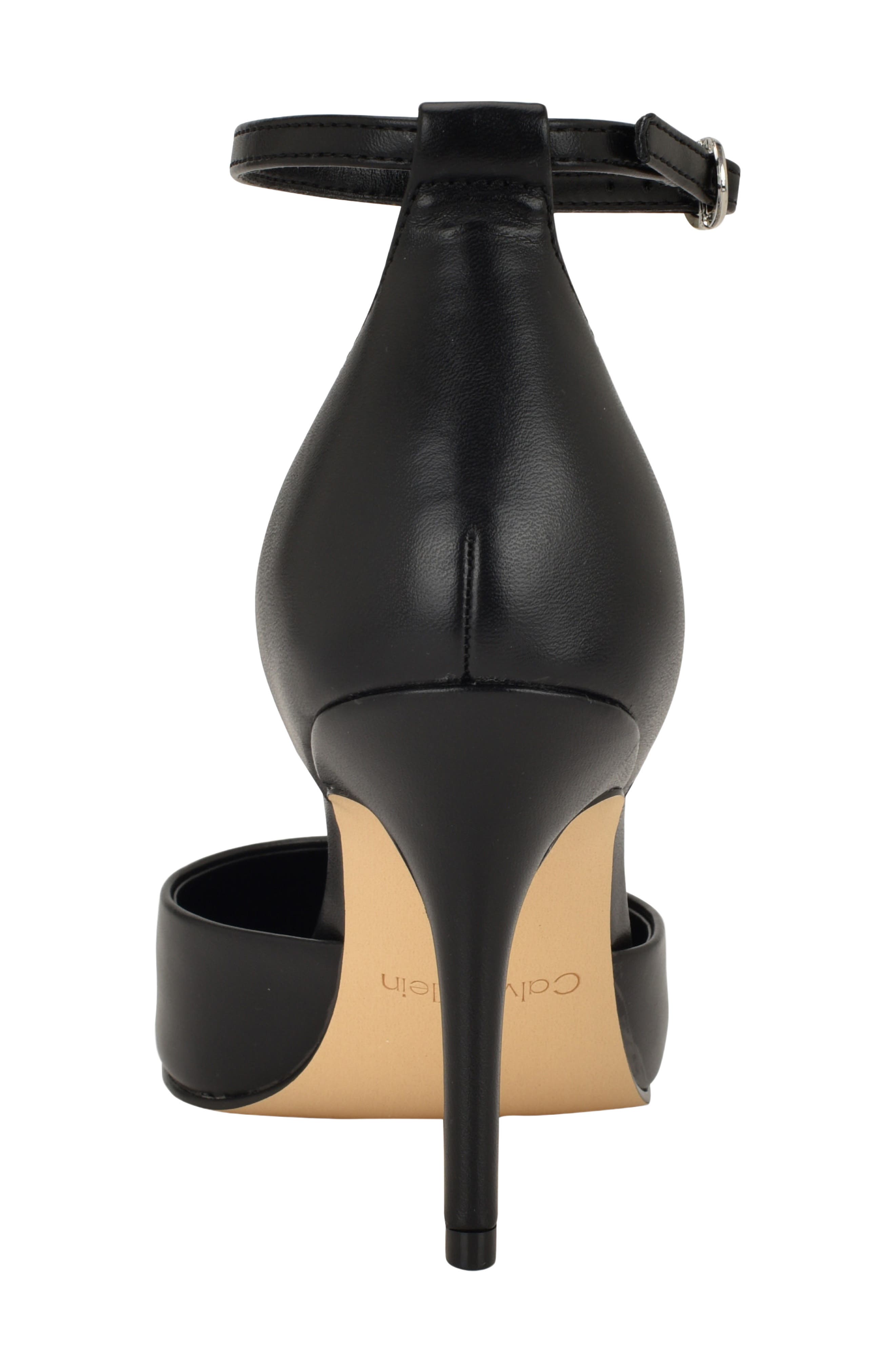 Calvin Klein Olettia Ankle Strap Pointed Toe Pump, Alternate, color, Black