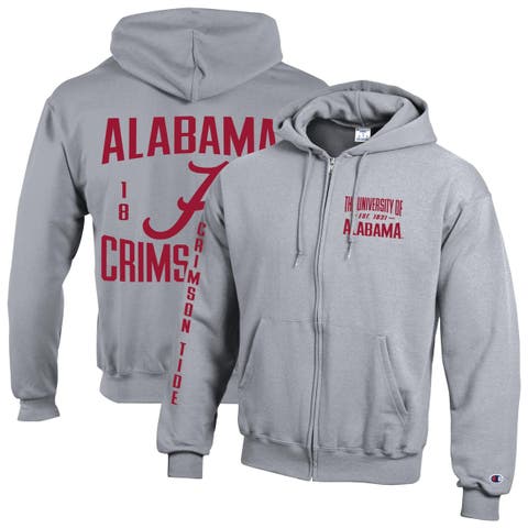 Men's Champion  Heather Gray Alabama Crimson Tide Varsity Powerblend Full-Zip Fleece Hoodie
