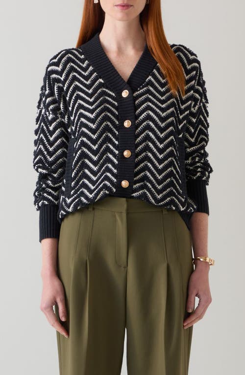 Lk Bennett Millie Chevron Pattern Cardigan In Black