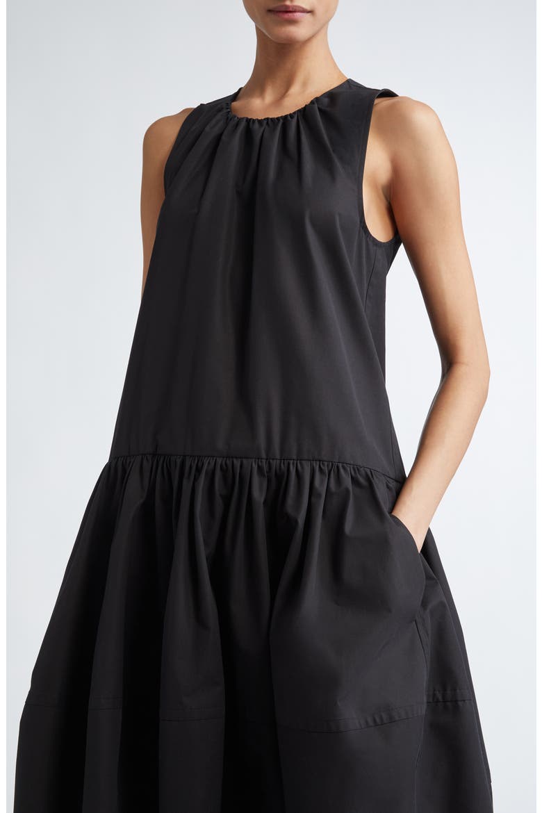 Organic Cotton Poplin High-Low Midi Dress, Alternate, color, BLACK