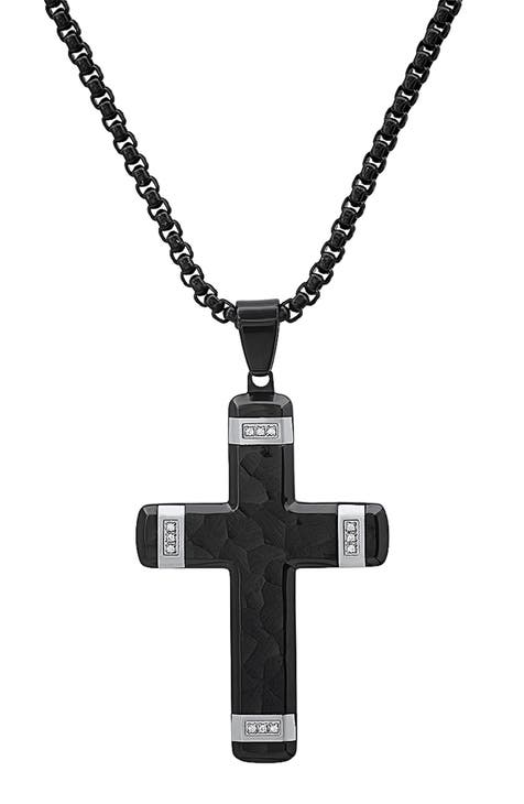 Men's Two-Tone Cross Pendant Necklace