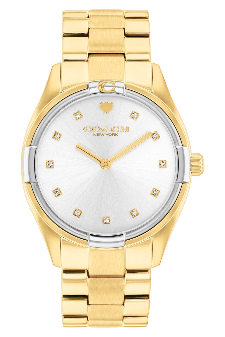 Brooks Goldtone Bracelet Watch, 34mm, Main, color, GOLD