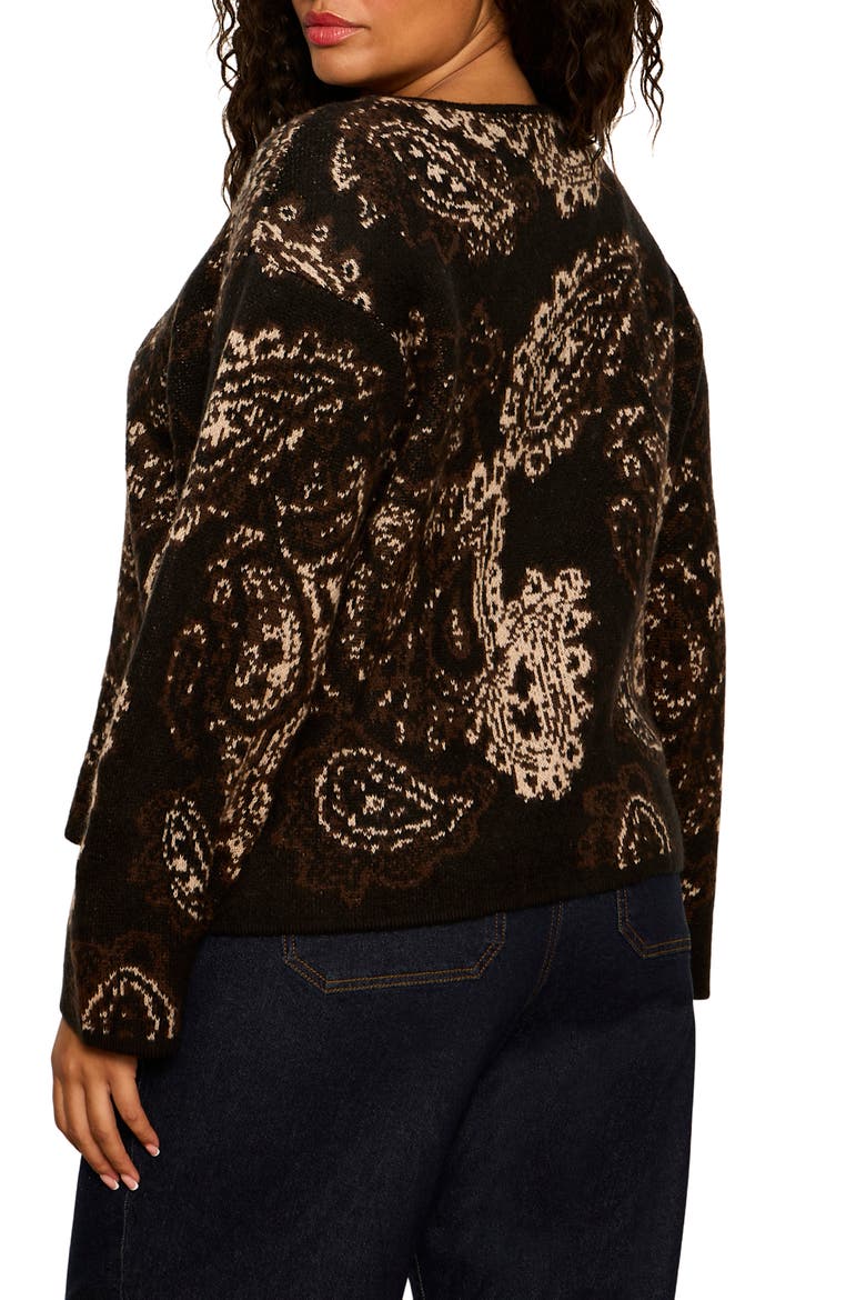 Paisley Jacquard Knit Cardigan, Alternate, color, BLACK PAISLEY