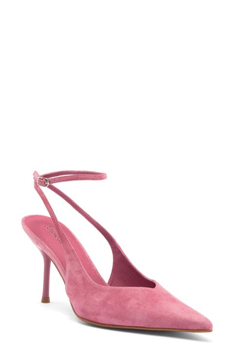 Executive Ankle Strap Pointed Toe Slingback Pump (Women)