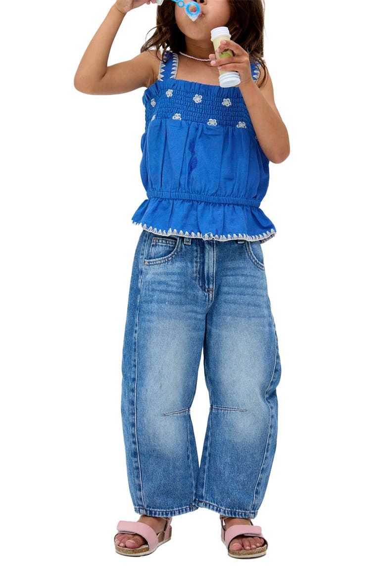 Tilly Blanket Stitch Peplum Hem Blouse, Alternate, color, Blue