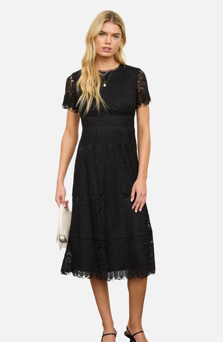 AUGUST SKY Lace Midi Drss, Alternate, color, Black