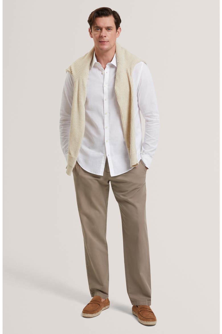 Prynn Regular Fit Linen & Cotton Button-Up Shirt, Alternate, color, WHITE