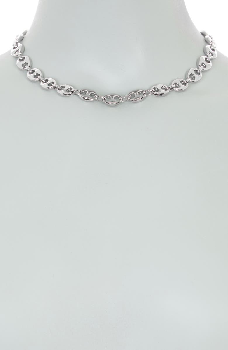 Juvell 18K White Gold Plate Puffed Mariner Chain Necklace, Alternate, color, 18Kt White Plated Brass
