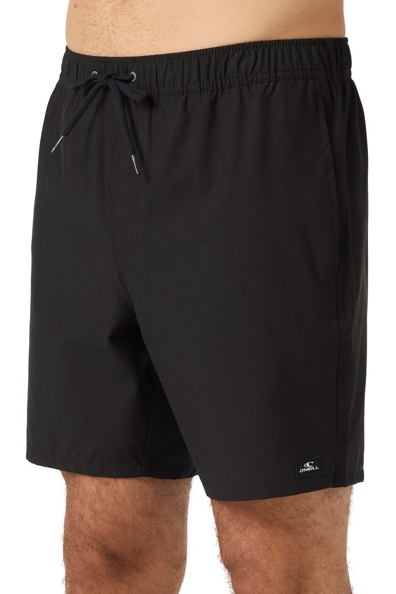 Lennox Hermosa Solid Volley Swim Trunks, Alternate, color, BLACK
