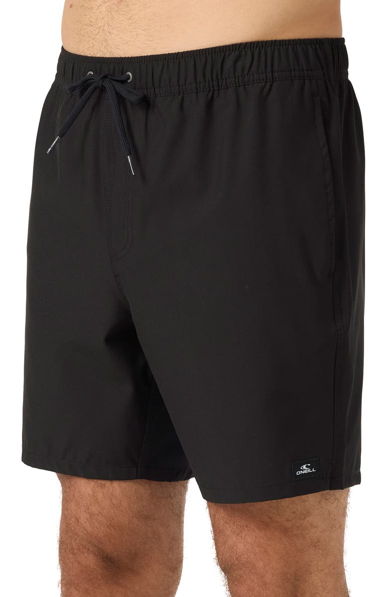 O'Neill Lennox Hermosa Solid Volley Swim Trunks, Alternate, color, Black