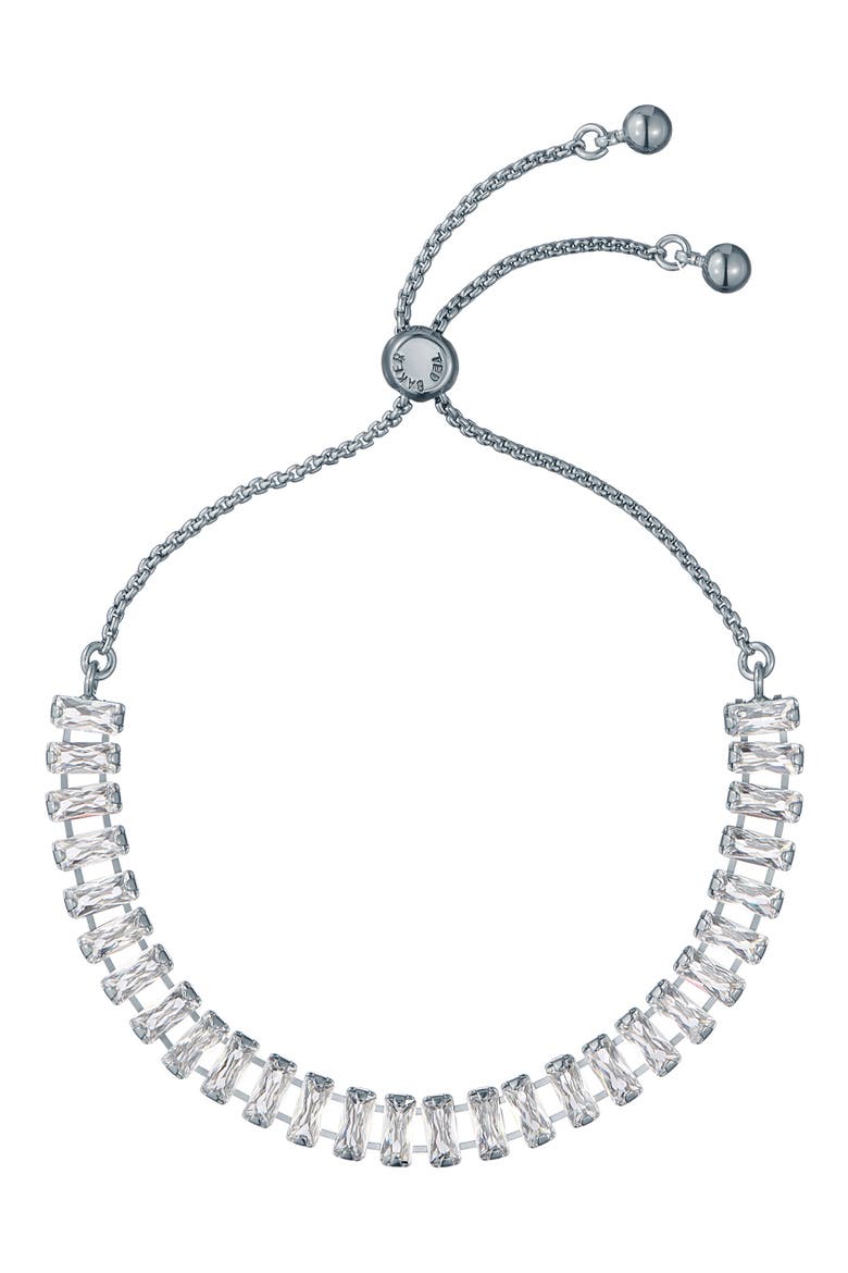 Isabela Cubic Zirconia Baguette Bracelet, Main, color, SILVER TONE/ CLEAR CRYSTAL
