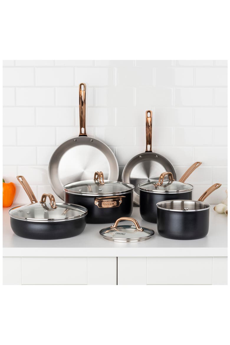 10-Piece 3-Ply Cookware Set, Alternate, color, BLACK