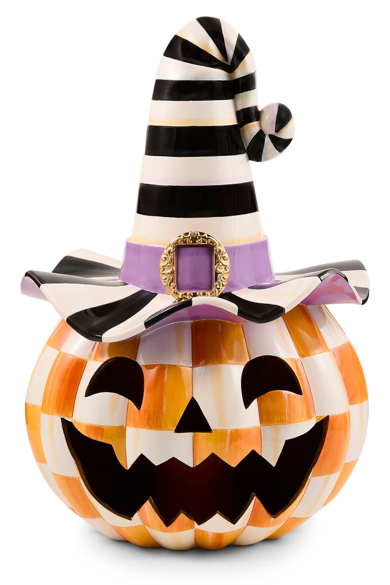 Orange Check Happy Jack Illuminated Halloween Decoration, Main, color, ORANGE