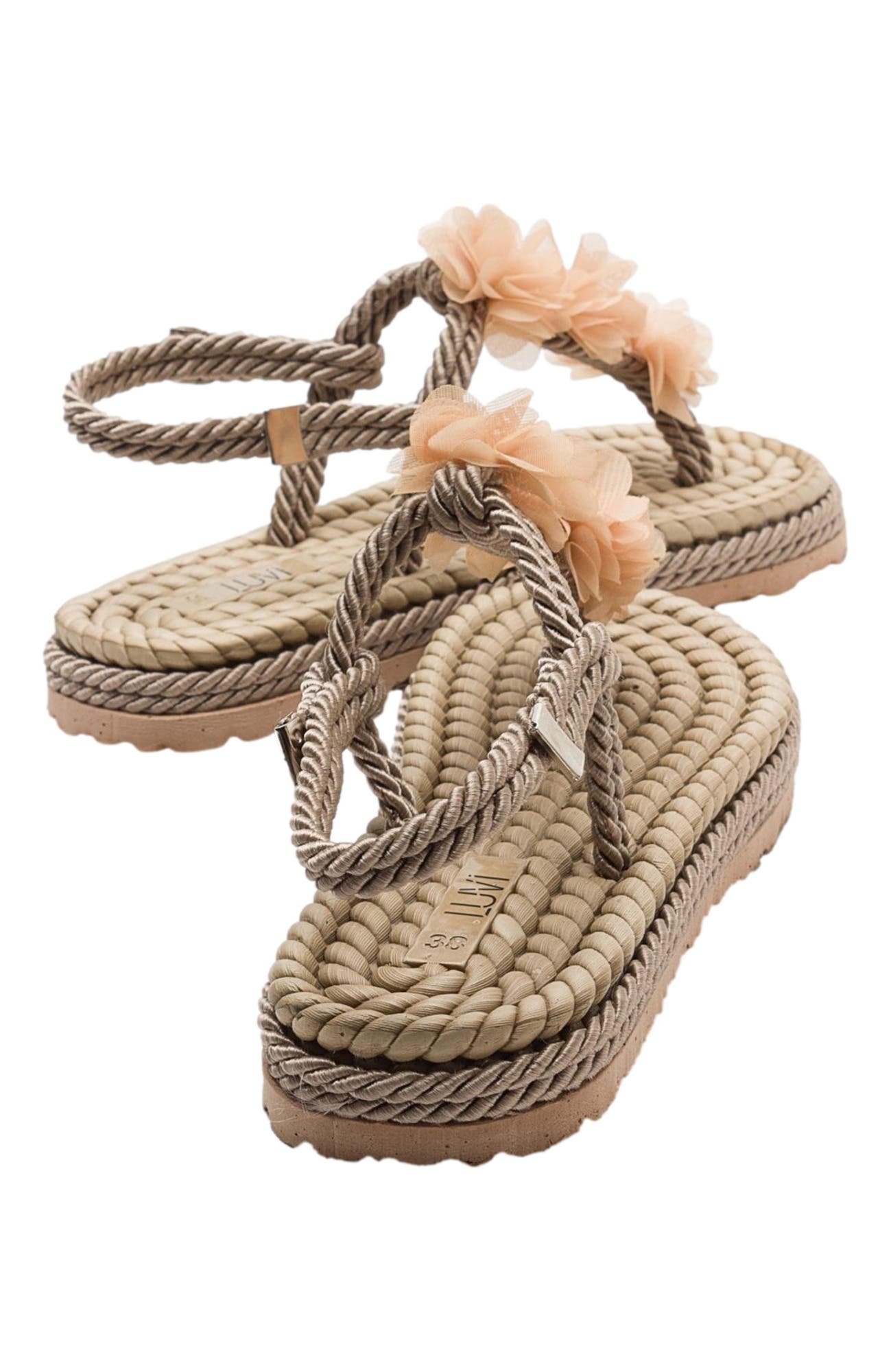 Prologue Shoes SANTRA Lace-Up Thong Sandals, Alternate, color, Dark Beige Faux Leather