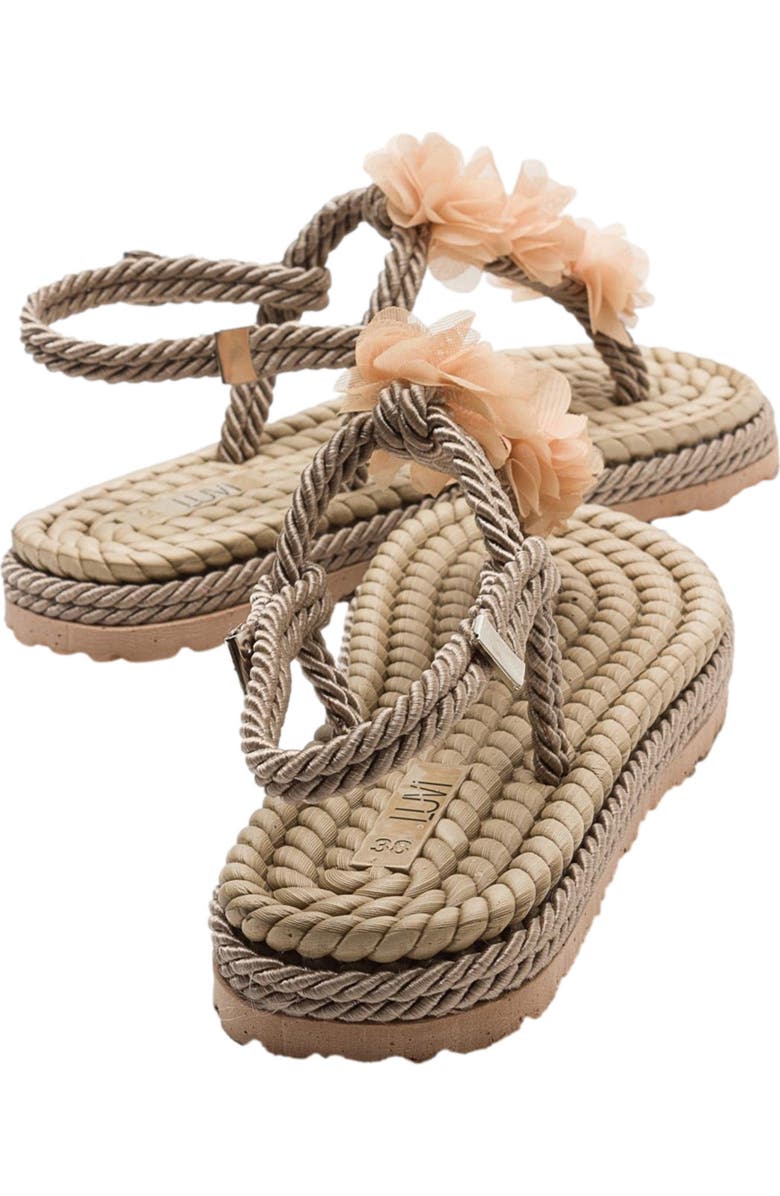 Prologue Shoes SANTRA Lace-Up Thong Sandals, Alternate, color, Dark Beige Faux Leather