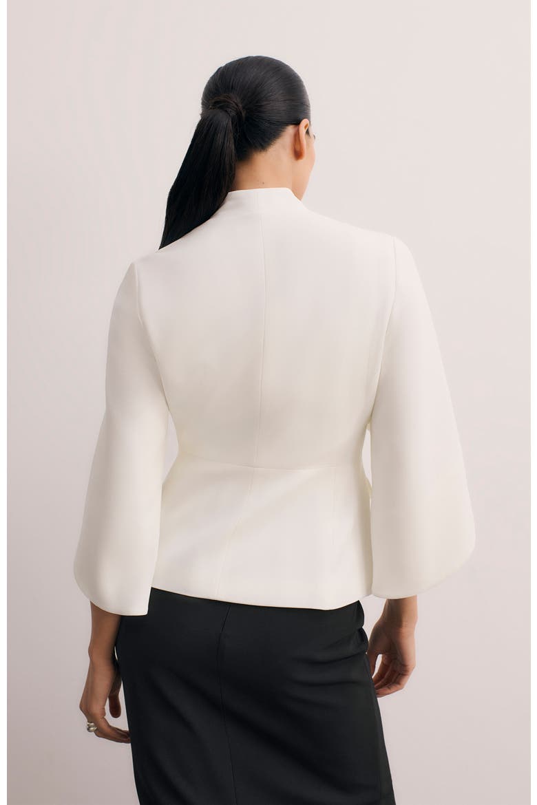 Signature Draped Cape Blazer, Alternate, color, White