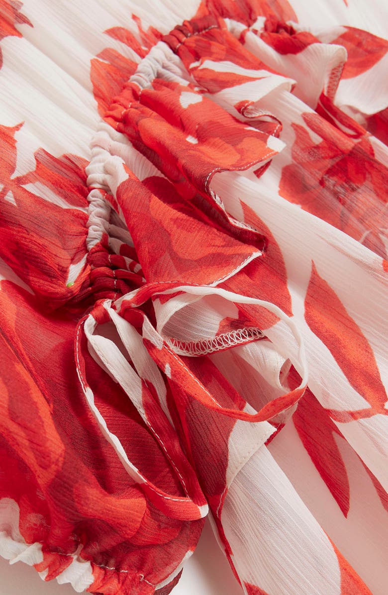 River Island Floral Ruffle Drawstring Waist Peplum Blouse, Alternate, color,