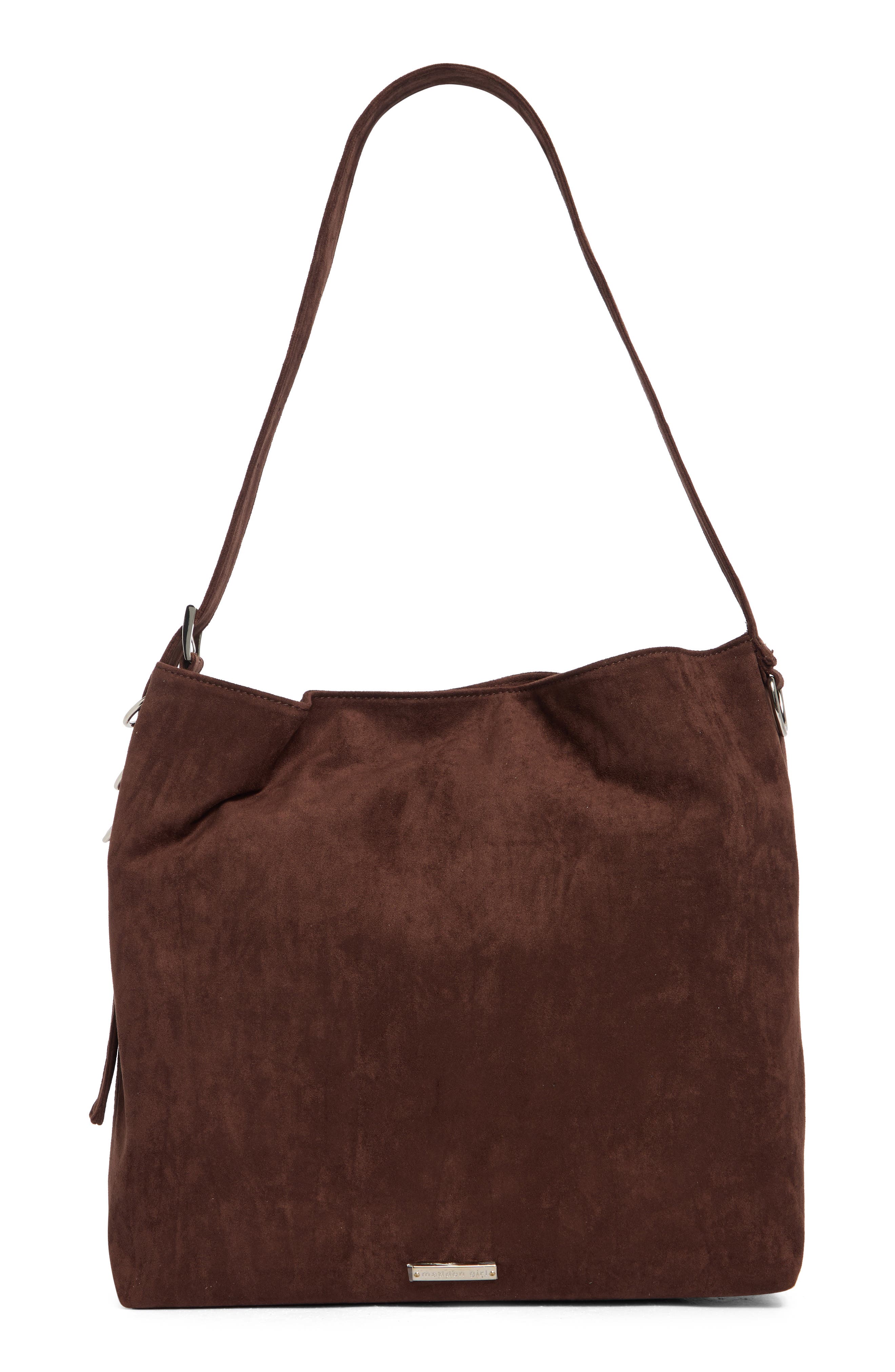 Madden Girl Faux Suede Shoulder Bag, Alternate, color, Brown