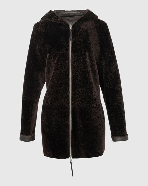 Gorski Reversible Textured Shearling Lamb Parka In Brown