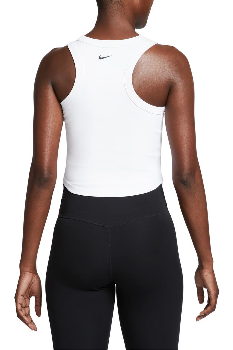 One Fitted Dri-FIT Cropped Tank Top, Alternate, color, 100 100 WHITE/BLACK