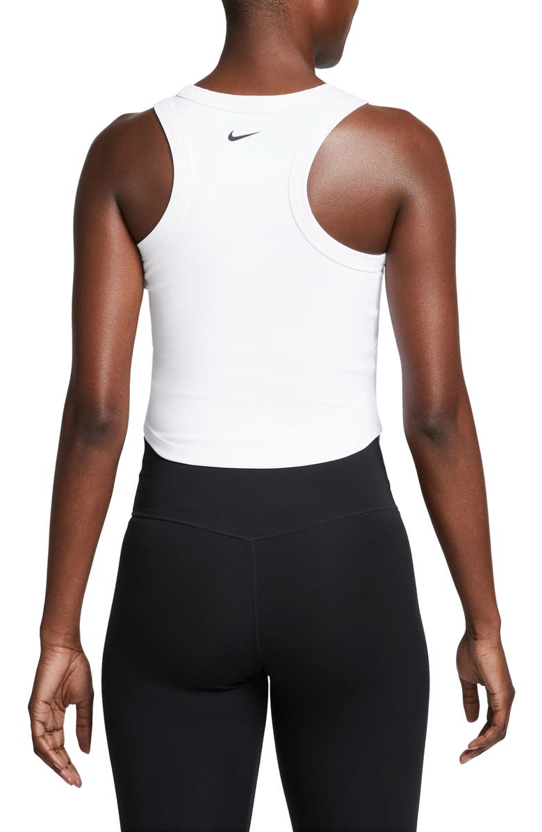 Nike One Fitted Dri-FIT Cropped Tank Top, Alternate, color, 100 100 White/Black