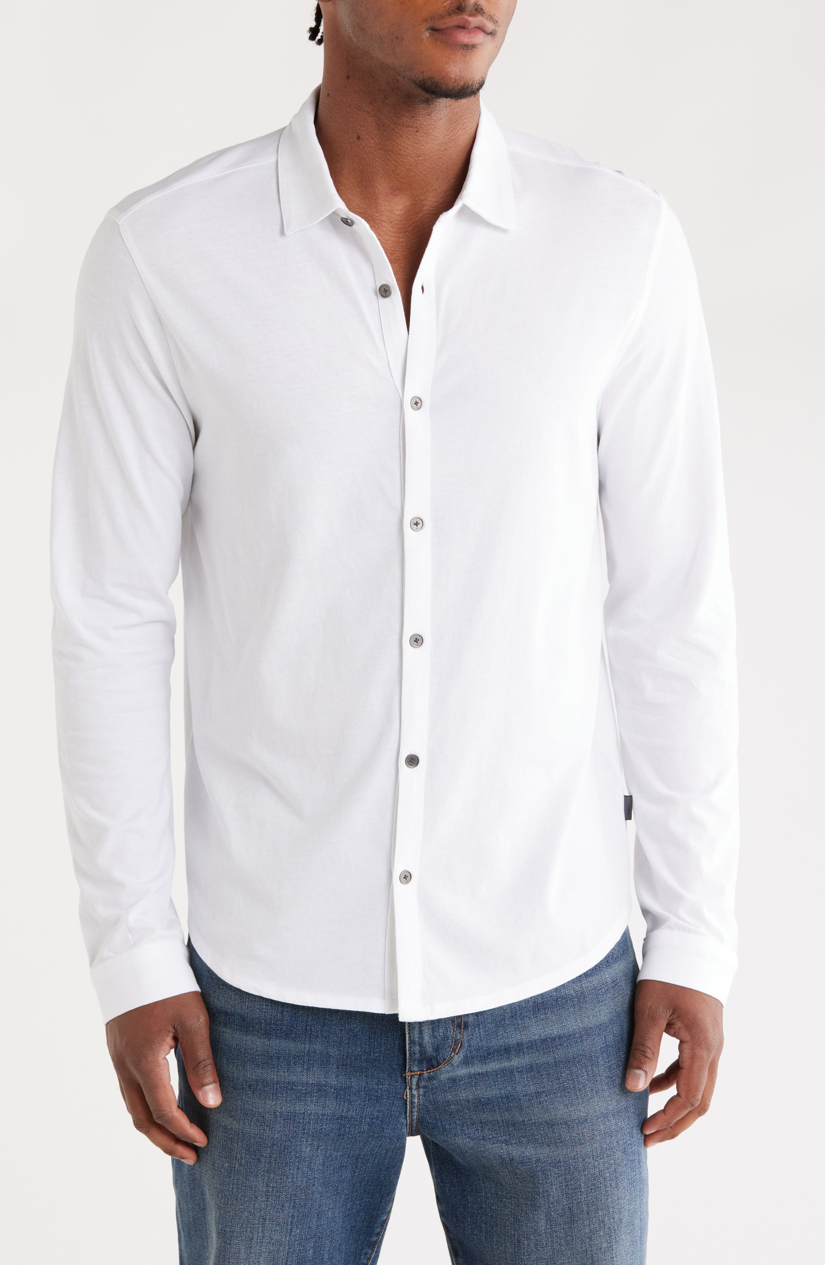 John Varvatos Clark Organic Cotton Jersey Button-Up Shirt