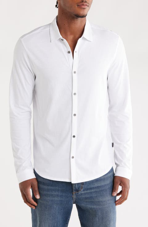 Clark Organic Cotton Jersey Button-Up Shirt