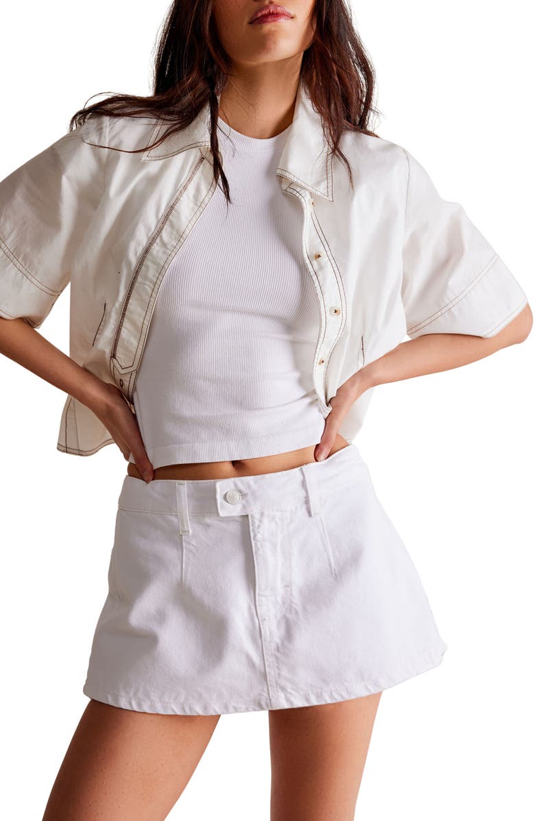 Free People Galivanting Denim Skort, Alternate, color, Optic White