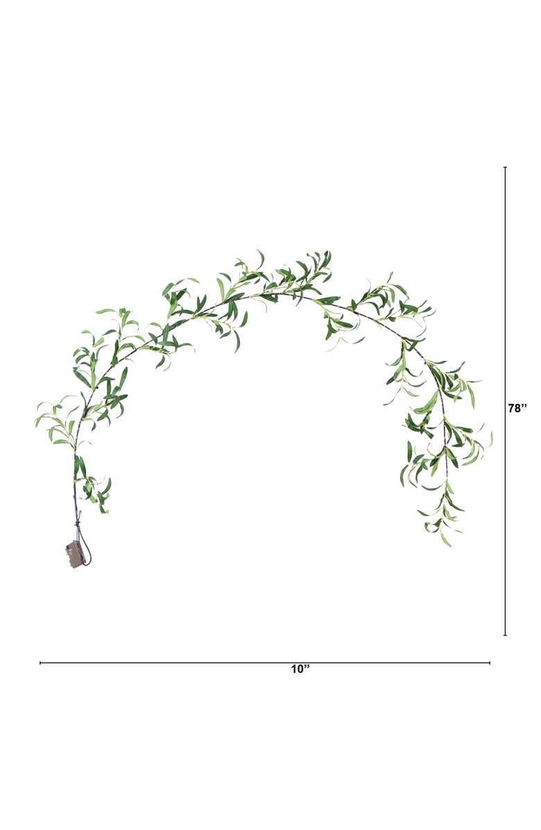 NEARLY NATURAL 6.5-ft Lighted Artificial Olive Garland with 100 Warm White LED Lights, Alternate, color, Green