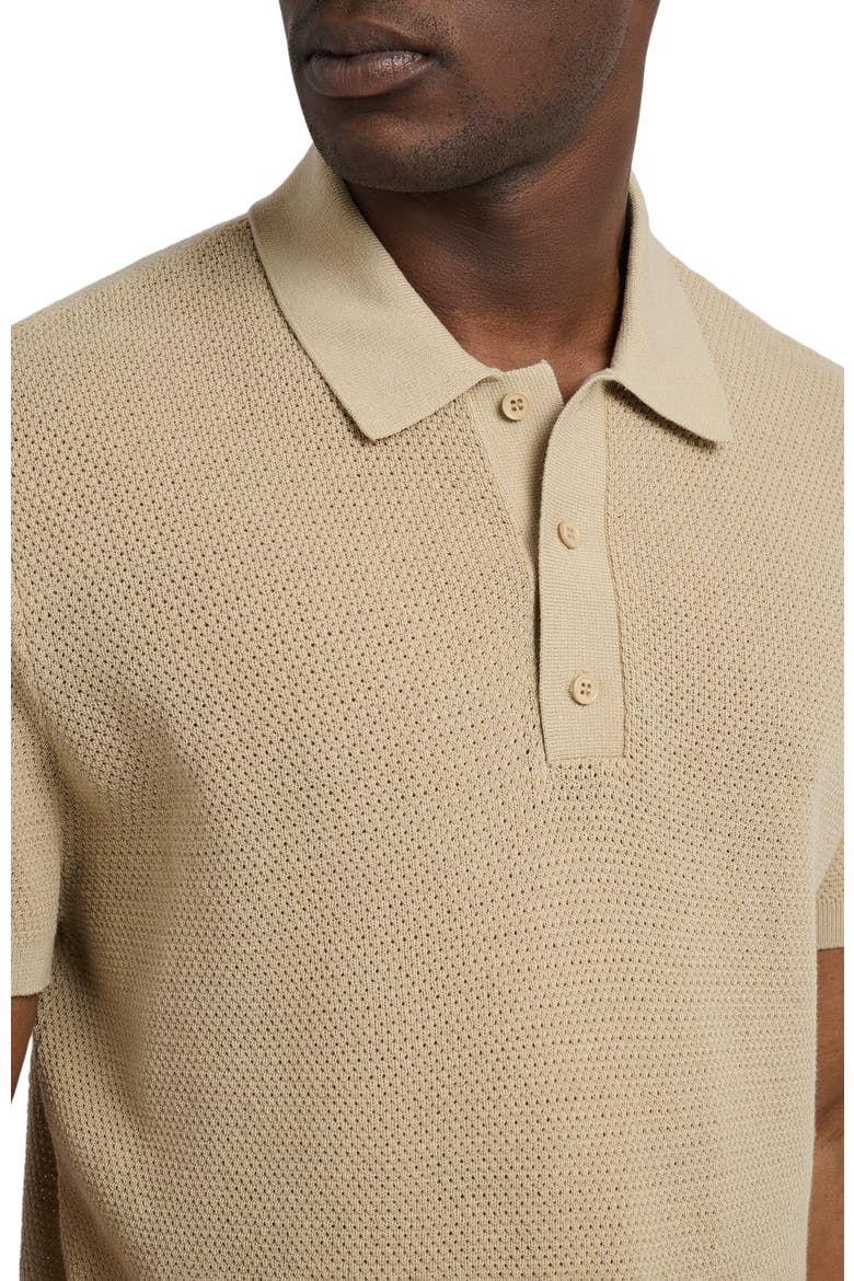 Cotton Textured Knit Polo, Alternate, color, SAND