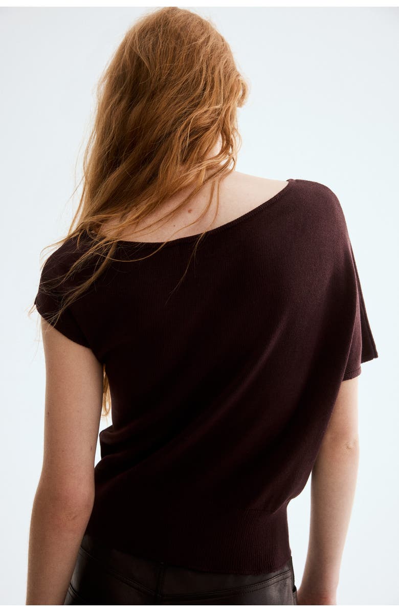 H&M Fine-knit One-shoulder Top, Alternate, color, Dark Brown