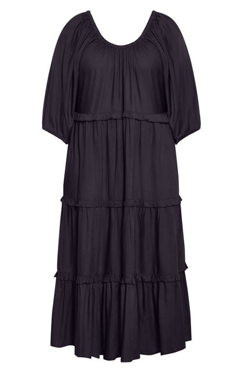 City Chic Ophelia Ruffle Tiered Dress In Blue