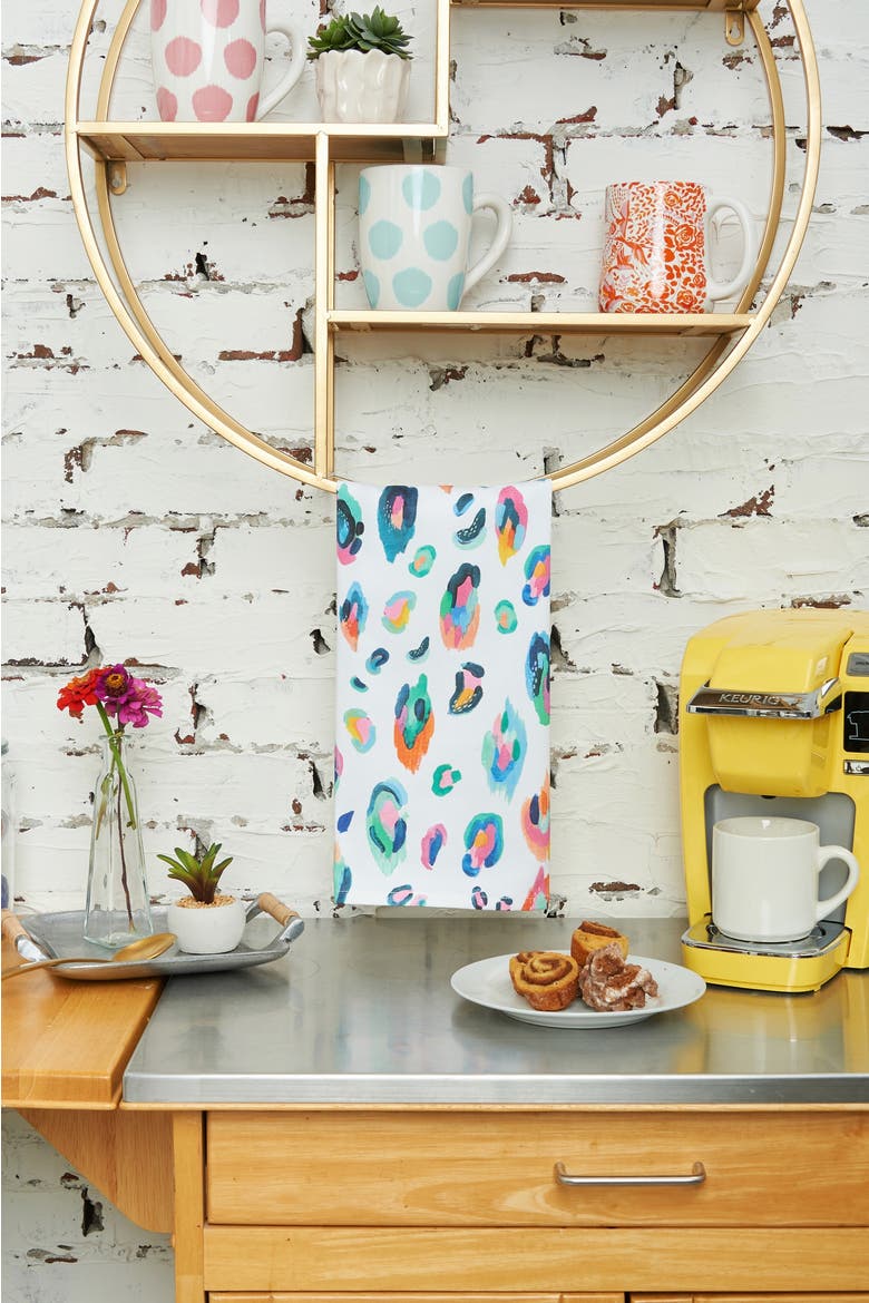 Bright Leopard HD Printed 100% Cotton Flour Sack Dishtowel, Alternate, color, White