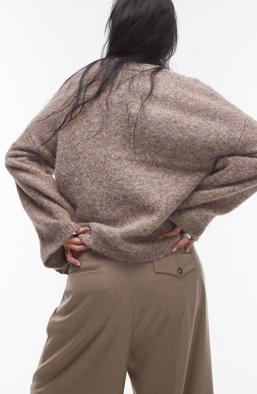 Shop Topshop Oversize Boxy Fluffy Sweater In Coffee