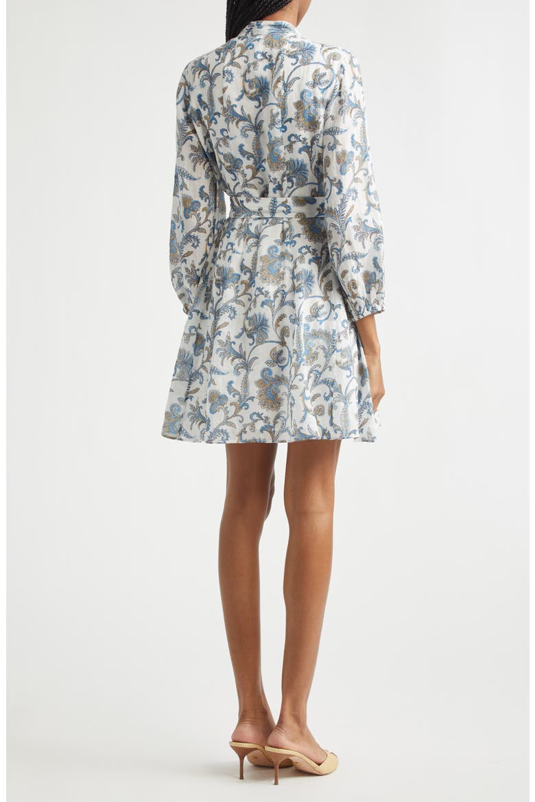 Kumar Long Sleeve Floral Paisley Linen & Silk Dress, Alternate, color, DOVE MULTI
