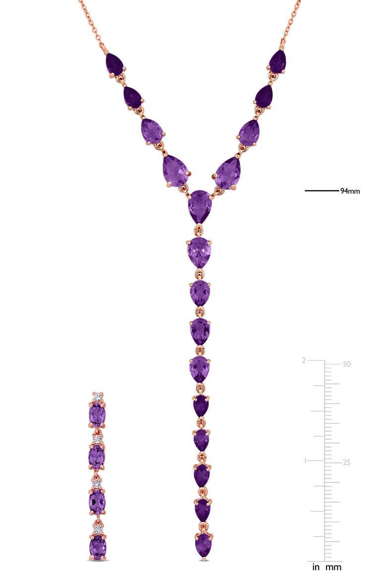 Amethyst & White Topaz Earrings & Necklace Set, Alternate, color, PURPLE
