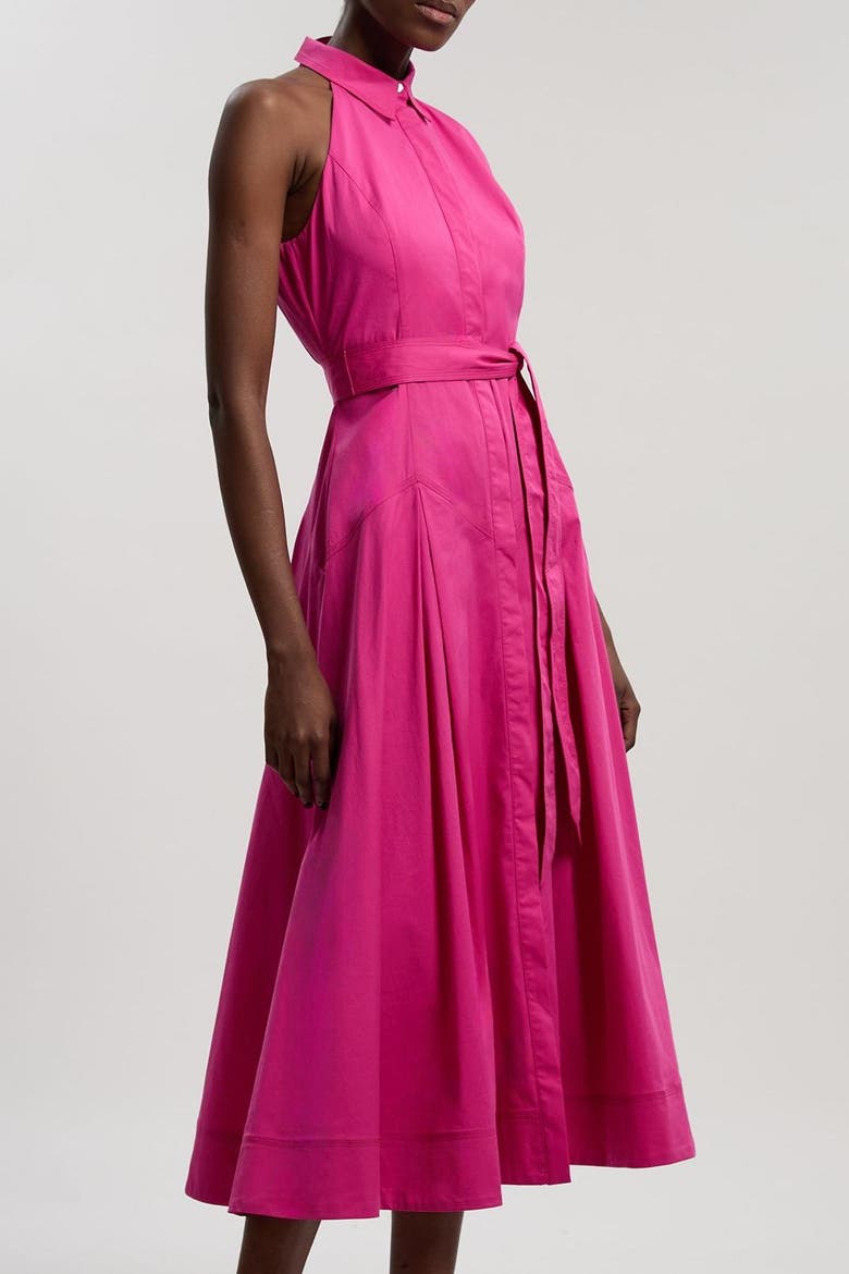 Cotton Halter Midi Shirt Dress, Alternate, color, Fuchsia