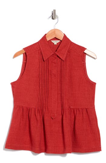 Max Studio Sleeveless Peplum Top In Brown