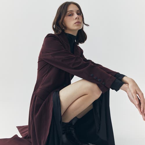 Ats Lila Long Outerwear In Burgundy