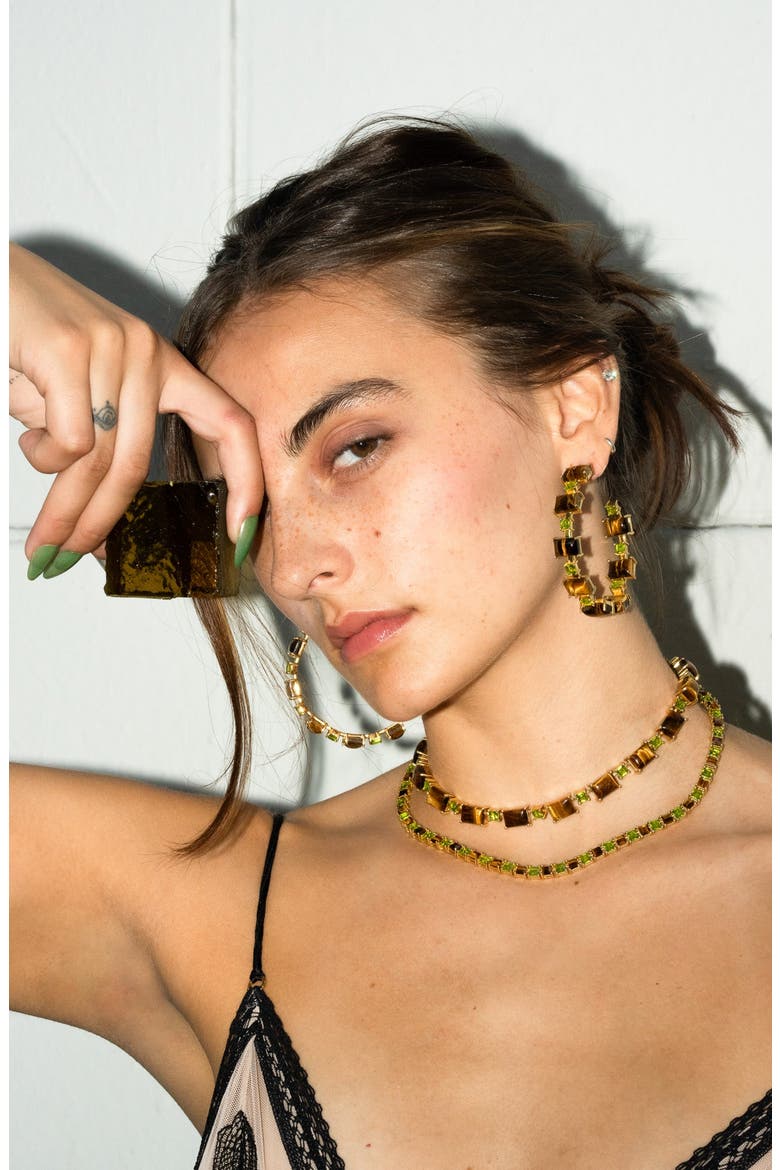 Tiger Eye and Poison Dart Tennis Necklace, Alternate, color, Tiger Eye Gold