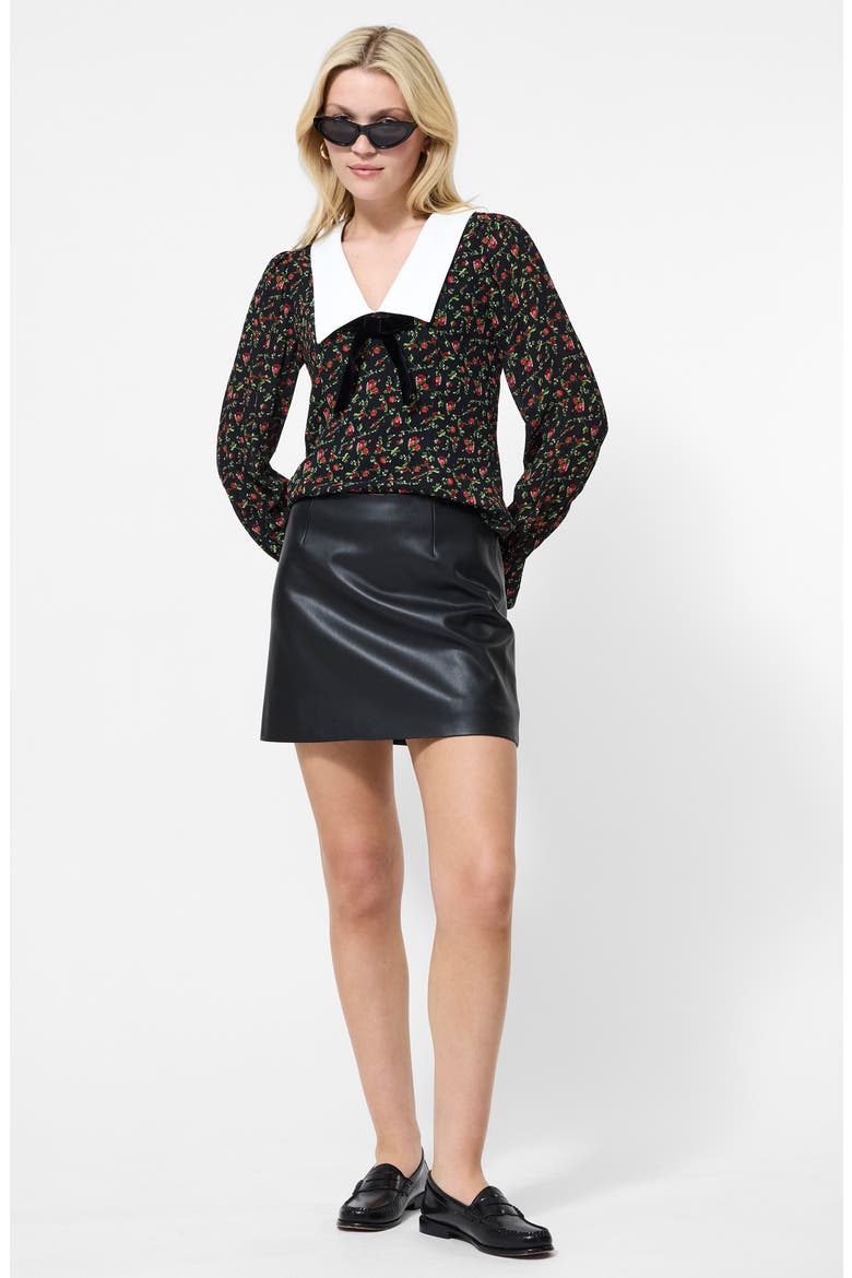 Dessa Faux Leather Miniskirt, Alternate, color, BLACK